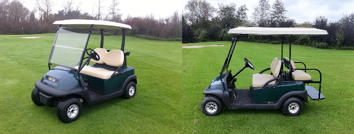 before and after of a 2-seater upgraded to a 4-seater